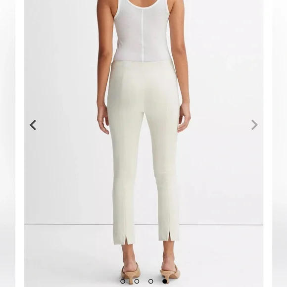 Vince stitch front seam ponte legging pants split hem Gesso light grey Medium - Picture 2 of 16
